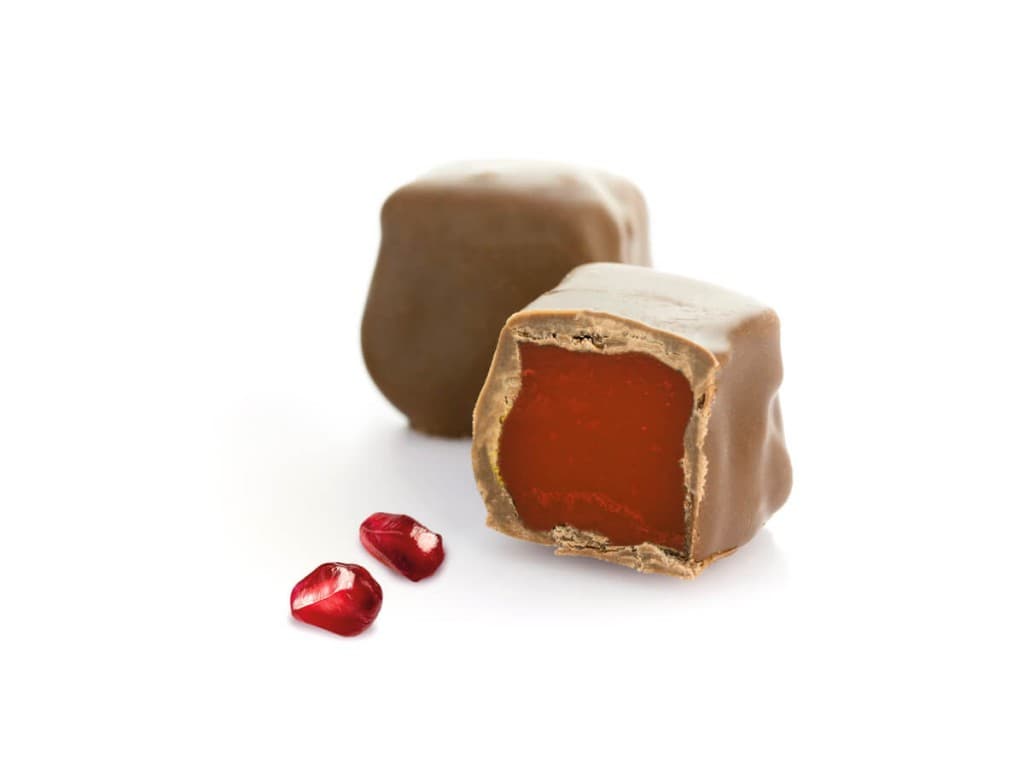 Lokum au goût de grenade enrobé de chocolat