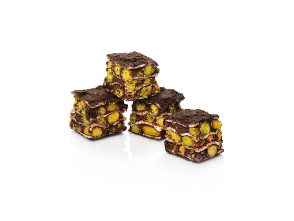 Lokoum baklava de luxe à la pistache et aux biscuits cacao