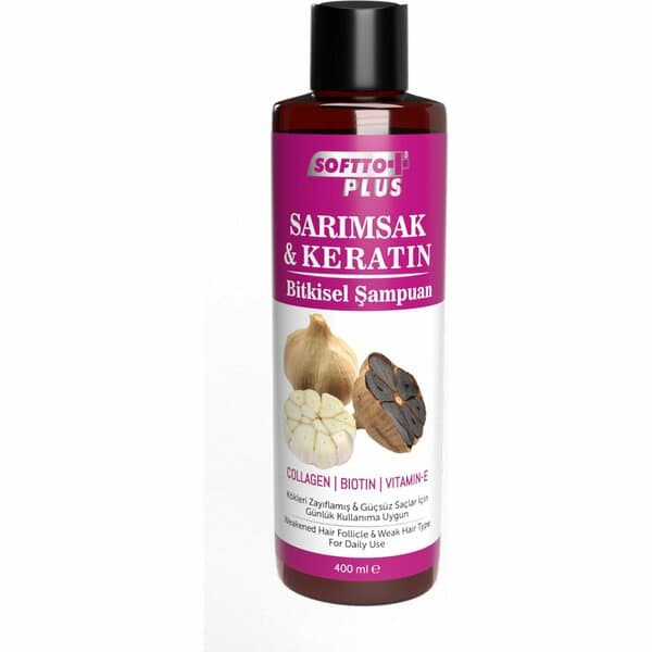 Shampooing végétal Softto Plus à l’ail et à la kératine, 400 ml