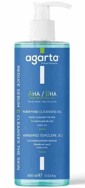Gel nettoyant purifiant naturel AHA/BHA Agarta, 400 ml