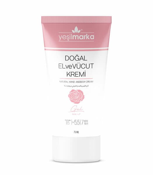 Crème naturelle Yeşil Marka pour les mains et le corps à la rose, 75 ml