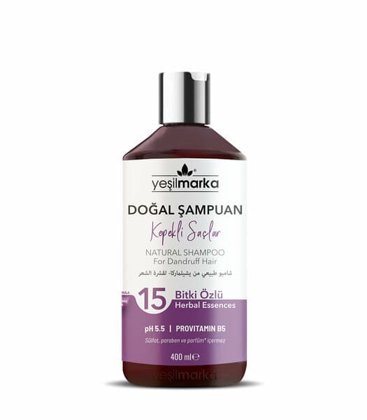 Shampooing naturel Yeşil Marka pour cheveux à pellicules, 400 ml