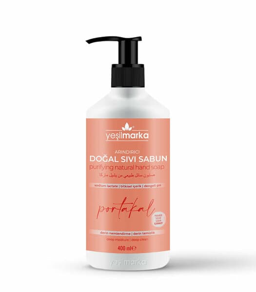 Savon liquide naturel Yeşil Marka à l’orange, 400 ml