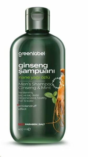 Shampooing Green Label & menthe huile man 400 ml.