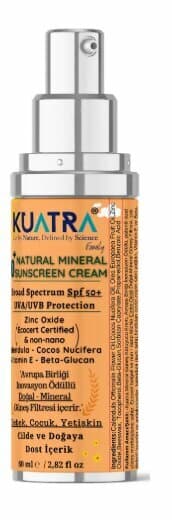 Crème solaire Kuatra SPF 50+ naturel minéral nem solaire 80 ml + (20 ml offert)