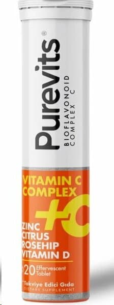 Purevits Purevits vitamin c zn citrus rosehip efervesan 20 ad.