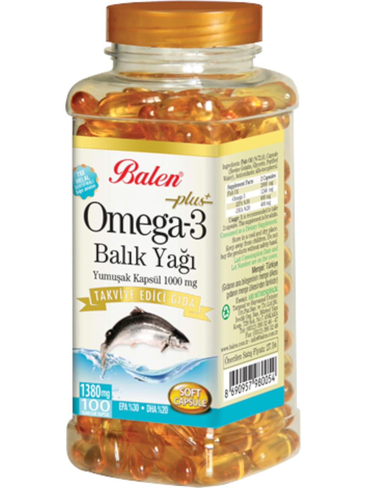 Oméga 3 Balen, huile de poisson 1380 mg – 100 capsules molles