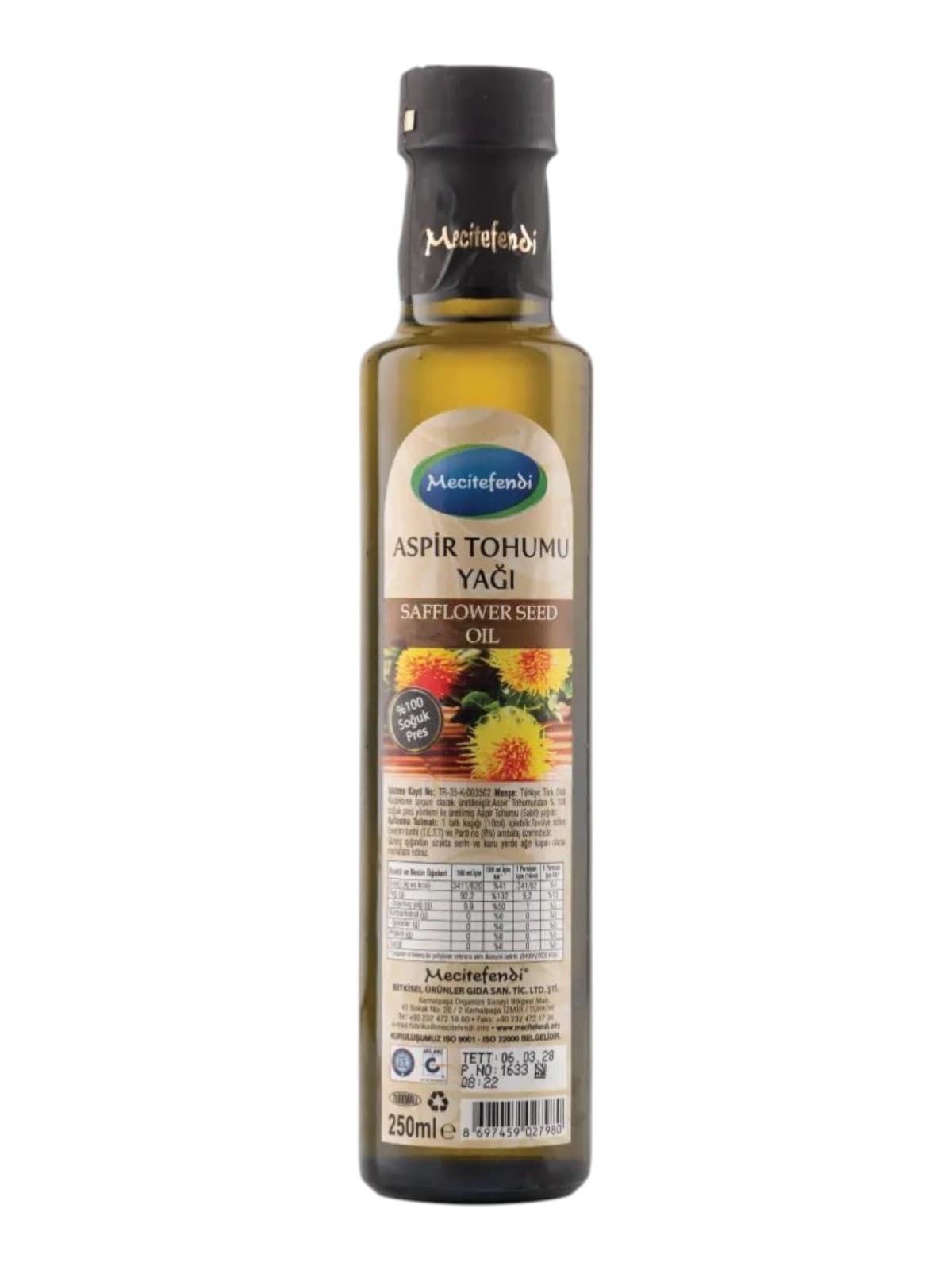 Huile de graines de carthame Mecitefendi, 250 ml